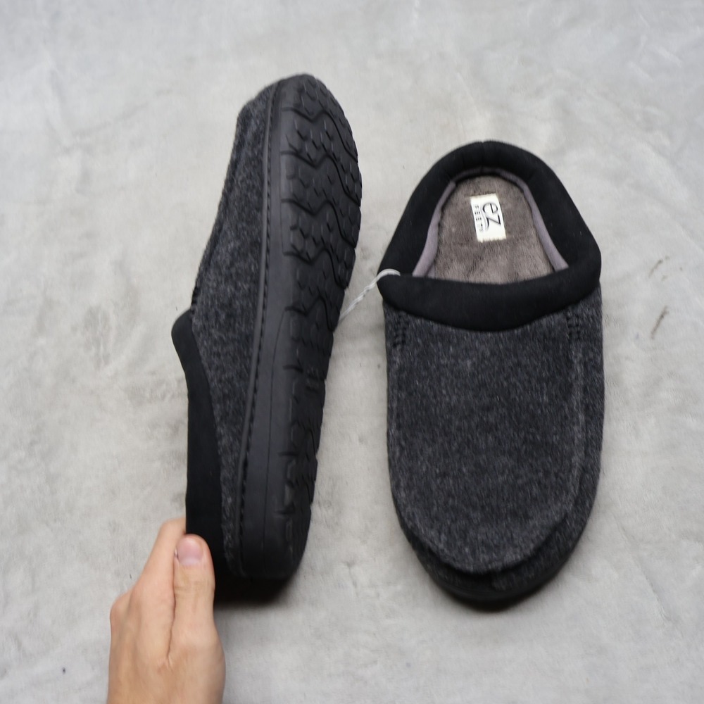 EZ Feet Mens XL 13-14 Slipper Black Faux Suede Memory Foam Indoor Outdoor‎ NEW
